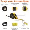 Amazon Basics Ruban métrique con mesure automático, précision MID, 5 m, Noir, Amarillo(4.9 m)