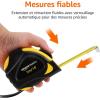 Amazon Basics Ruban métrique con mesure automático, précision MID, 5 m, Noir, Amarillo(4.9 m)