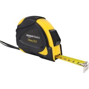 Amazon Basics Ruban métrique con mesure automático, précision MID, 5 m, Noir, Amarillo(10.1 m)