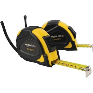 Amazon Basics Ruban métrique con mesure automático, précision MID, 5 m, Noir, Amarillo(2 m)