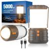 2 Pack Lanterne Camping, Lanternes LED Rechargeables 5000mAh Lumière d&rsquo;Urgence pour Pannes de Courant, 3 Couleurs, Portable Étanche IPX4 pour Tente de Camping Maison Exterieur ou Randonnée Ouragan(Noir – 2 Pack)