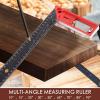 2024 Nouvelle règle de mesure multi-angle, outil de mesure -angle professionnel, jauge multifonctionnelle 45/90 degrés, règle à angle droit pour mesure précise, dessin, marquage(Rouge)