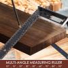 2024 Nouvelle règle de mesure multi-angle, outil de mesure -angle professionnel, jauge multifonctionnelle 45/90 degrés, règle à angle droit pour mesure précise, dessin, marquage(Noir)