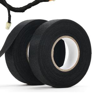 2 Pièces Ruban de Câbles Noir, Résistant à la Chaleur Rubans, ÉLectrique Bande Isolant en Tissu, Ruban de Câblage Automobile pour Ménage Voiture Moto Faisceaux de Câbles