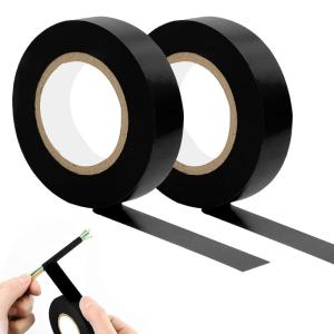 2 Rouleaux Electricien,Noir Resistant,Electricien Noir,Ruban Adhésif Noir,Electrical Tape,Noir Electricien,Ruban Electrique(18mm*20m)