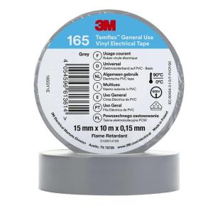 3M Temflex de ruban adhésif électrique en vinyle 165 Jaune 19 mm x 25 m, 10 rouleaux(gris)