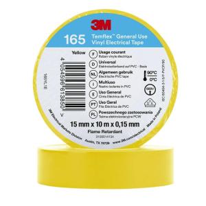 3M Temflex de ruban adhésif électrique en vinyle 165 Jaune 19 mm x 25 m, 10 rouleaux(jaune)