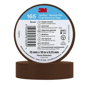 3M Temflex de ruban adhésif électrique en vinyle 165 Jaune 19 mm x 25 m, 10 rouleaux(marron)