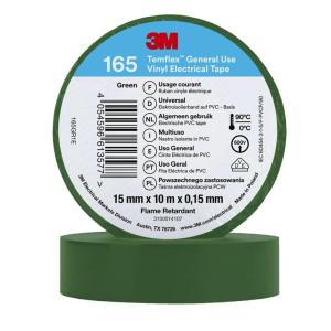 3M Temflex de ruban adhésif électrique en vinyle 165 Jaune 19 mm x 25 m, 10 rouleaux(vert)