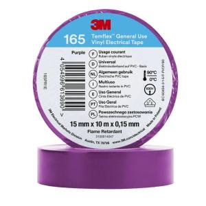 3M Temflex de ruban adhésif électrique en vinyle 165 Jaune 19 mm x 25 m, 10 rouleaux(violet)