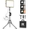 25cm*20cm Lumiere Photo, Lot de 2Panneau d&rsquo;Éclairage Vidéo LED Kit 2800-6500 K avec USB/Support de téléphone, 185cm Kit D&rsquo;éclairage de Photographie à Intensité Variable pour Portrait/TikTok (2 Pack)(1 PACK)