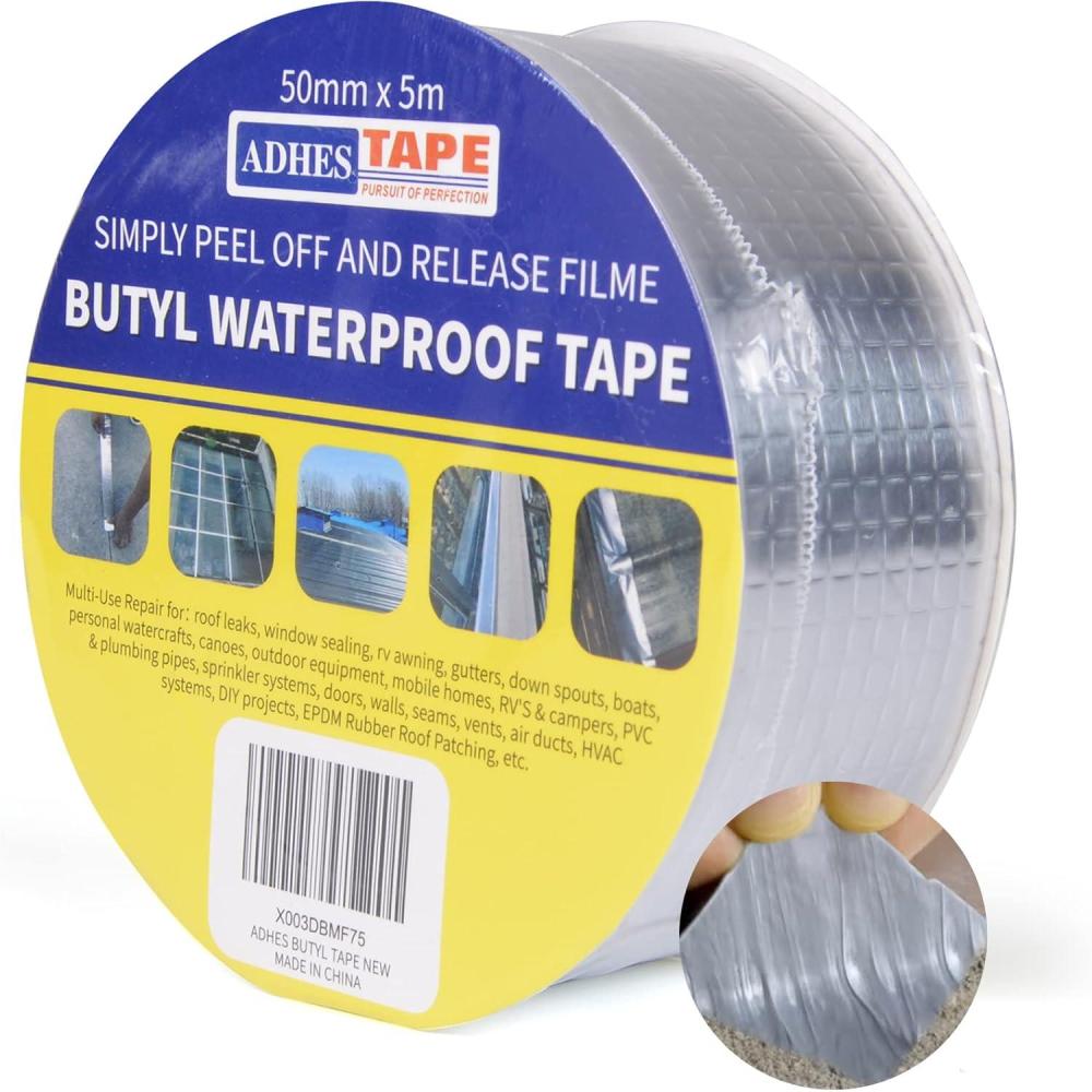 image:imageADHES Ruban Butyle Ruban Tanche En Butyle Butyle En Aluminium Bande DTanchIt Ruban AdhSif Aluminium Haute Temperature Ruban De RParation Pour FaAdes Toiture 50mm x 5m1Rouleau5 cm x 5 m 1 Roll
