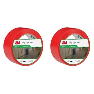 3M Ruban adhésif vinyle 764 usage général, rouge, 50 mm x 33 m(50mm x 33M (Lot de 2))