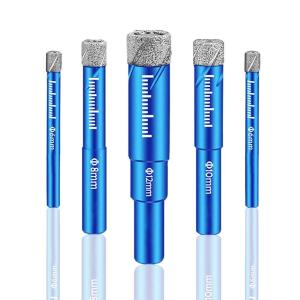 5Pcs Foret Diamant Jeu Mèches pour Carrelage, Verre, Céramique, Marbre (6/6/8/10/12/mm)(5pcs（6/6/8/10/12）mm)