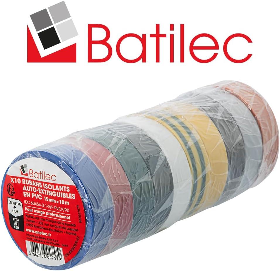 image:imageLot de 10 Rubans Isolants lectriques BATILEC Panachs 15 mm x 10 m 015 mm
