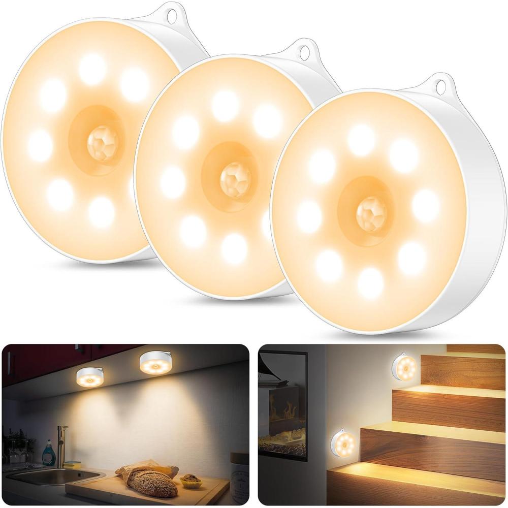 image:imageVeilleuse avec dtecteur de mouvement 3 ampoules piles AAA pour voiture marchearrt placard dtecteur de mouvement intrieur pour escaliers chambre coucher cuisine chambre denfantLot de 3