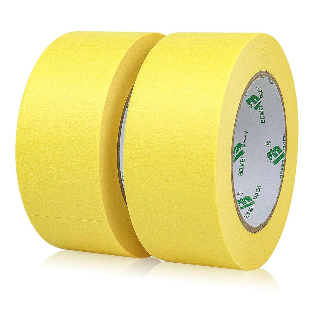 image:imageBOMEI PACK Lot de 2 rouleaux de ruban de masquage universel Jaune 48 mm x 50 m Pour travaux de peintureJaune
