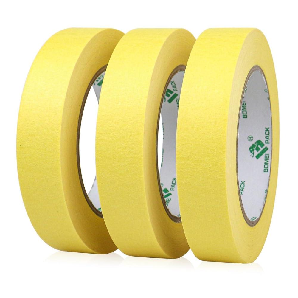 image:imageBOMEI PACK Lot de 2 rouleaux de ruban de masquage universel Jaune 48 mm x 50 m Pour travaux de peintureJaune3