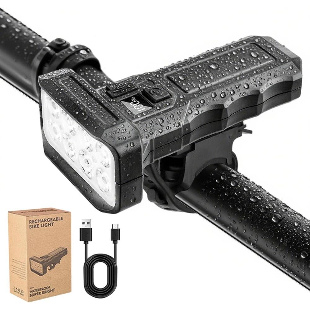 image:imageLumiere Velo Avant Lampe Vlo LED avec Spot et Faisceau DInondation clairage de Velo Rechargeable par USB Lumires de Vlo de Montagne pour Le Camping Randonne Activits de Plein Air