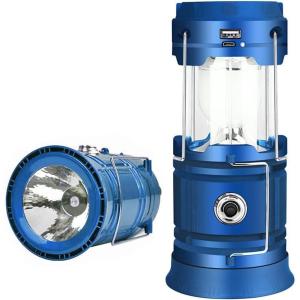 1 x Lampes de Poche Solaires pour Lanterne de Camping – Lampe de Tente Rechargeable USB Pliable, Éclairage LED D&rsquo;urgence avec 2 Modes D&rsquo;alimentation Prenant en Charge la Charge du Téléphone(Bleu)