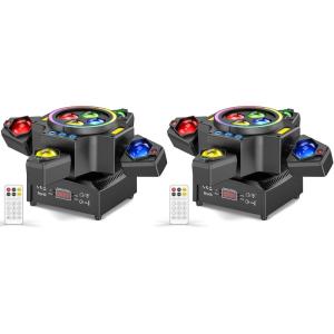 150W Lyre LED Faisceau Tête Mobile Lumière de Scène, LED RGBW Jeux de Lumiere Wash Lumière de Fête avec Télécommande Stroboscope Doré pour Disco DJ Bar Mariage(2 PCS)