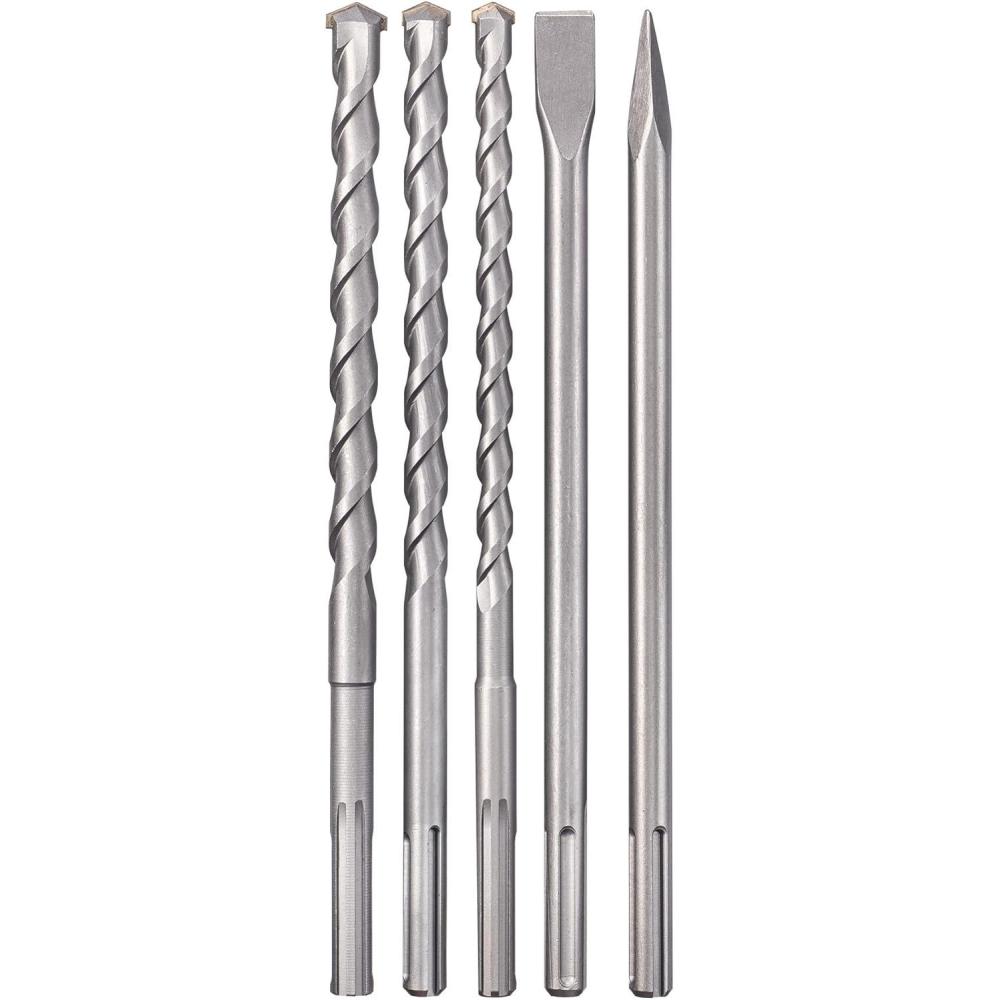 image:imageEinhell Jeu de 5 forets et burins pour marteaux perforateurs mandrin SDSmax forets 18 25 mm burin plat pointeau