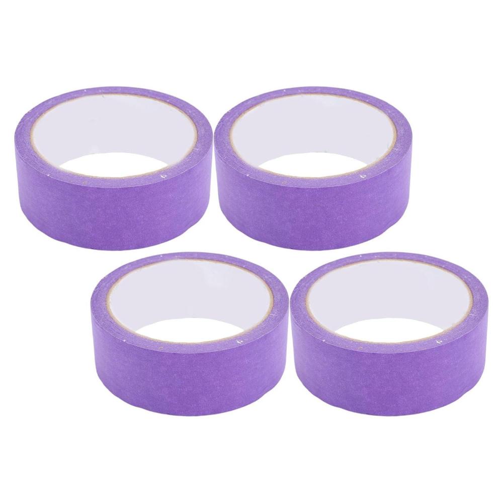 image:imageLot de 4 Rubans de Masquage 4 Cm X 20 M Ruban Adhsif en Papier Crpon Facile Enlever Ruban de Peintre pour Peinture Automobile Maison Bureau Papeterie Scolaire Arts BLUEPURPLE