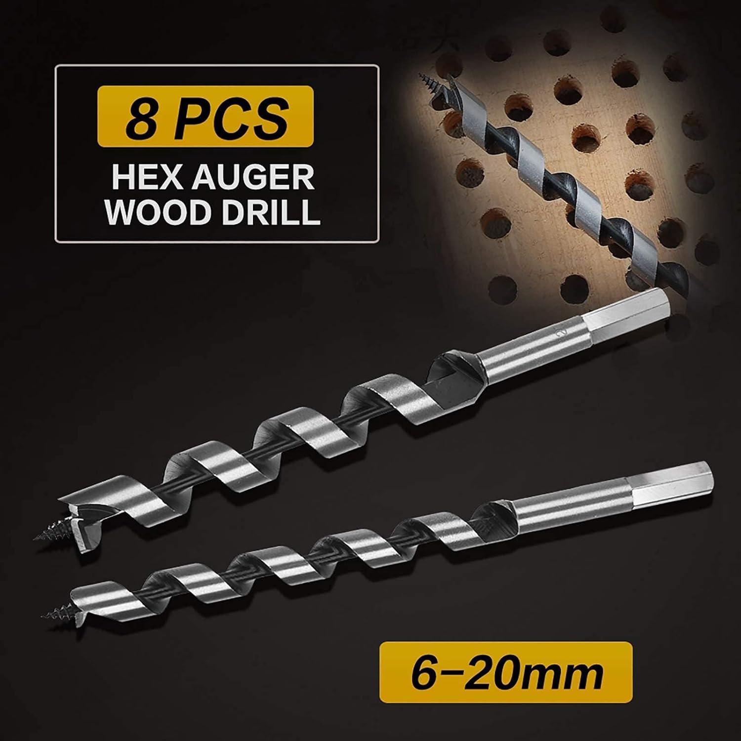 image:imageJeu de Forets Professionnels Mtalliques et Bois 8 Pices Hlicodaux et Tarire 620 mm Long Faisceau Robuste
