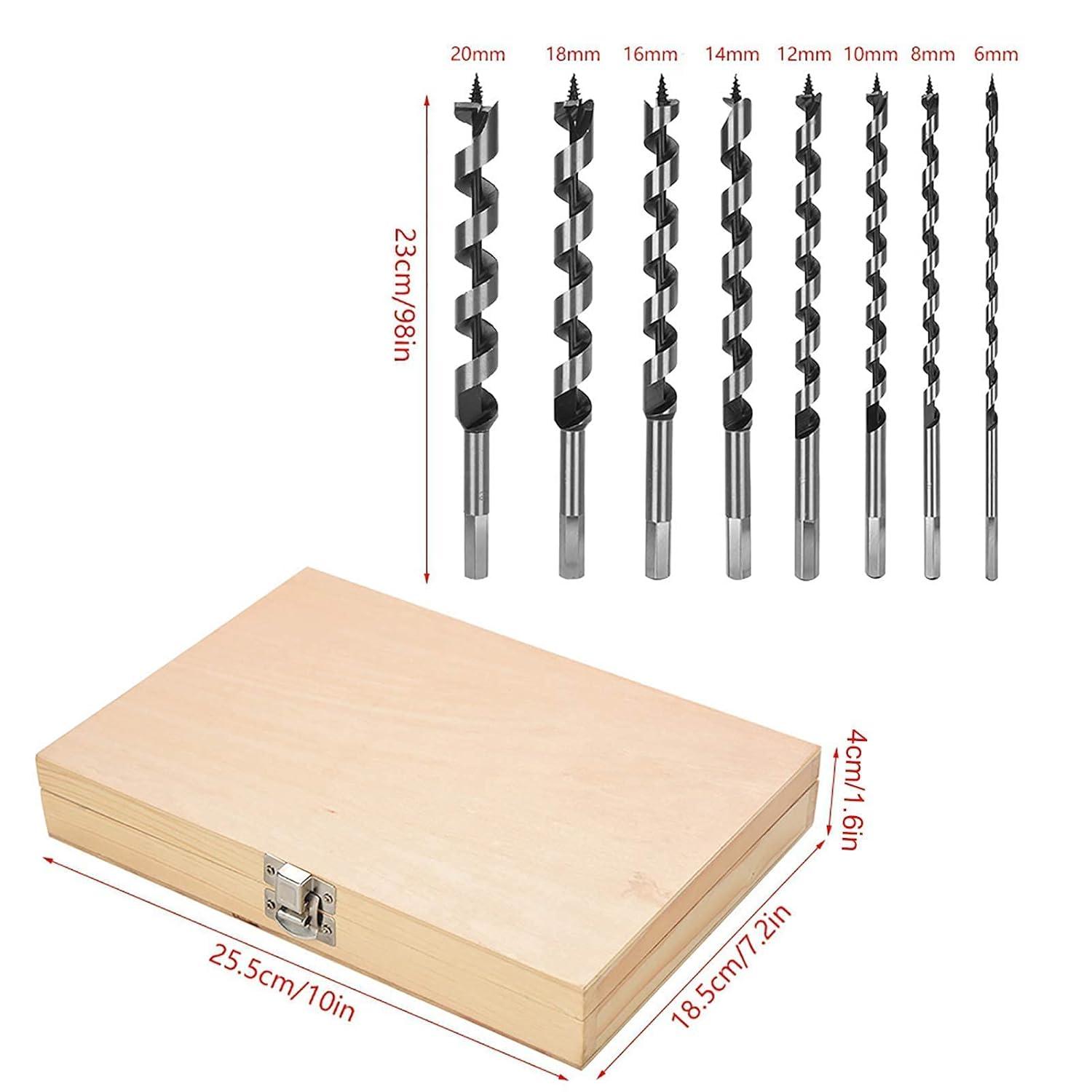 image:imageJeu de Forets Professionnels Mtalliques et Bois 8 Pices Hlicodaux et Tarire 620 mm Long Faisceau Robuste