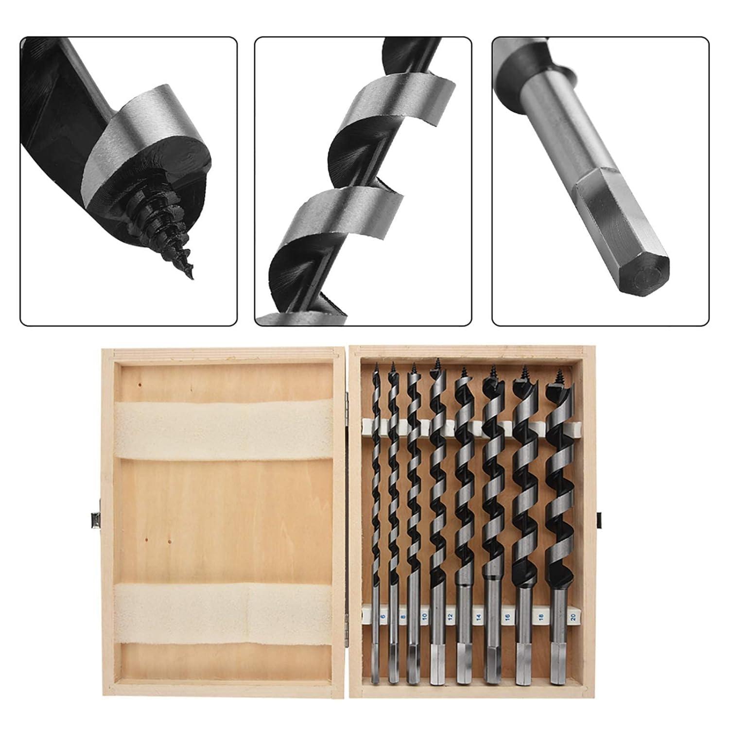 image:imageJeu de Forets Professionnels Mtalliques et Bois 8 Pices Hlicodaux et Tarire 620 mm Long Faisceau Robuste