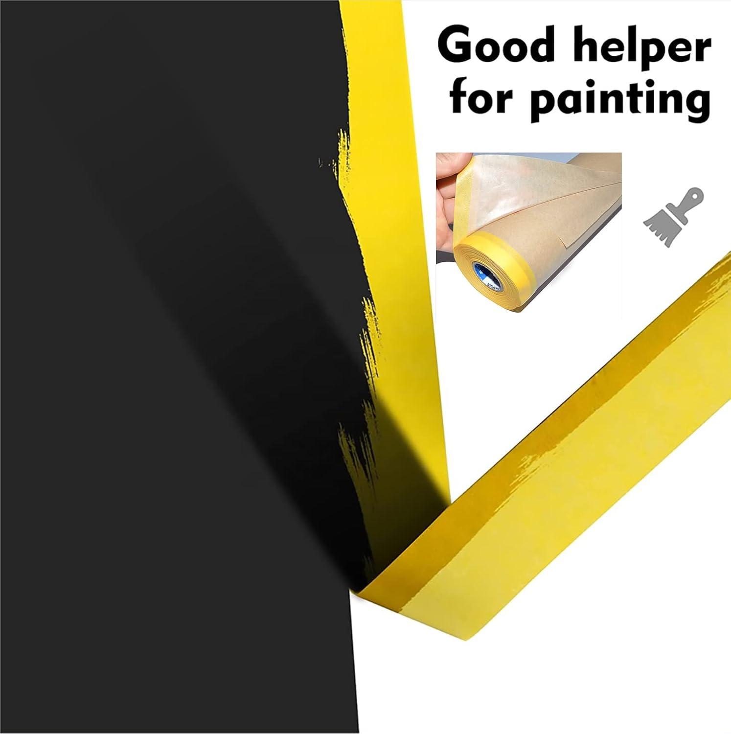 image:imagePapier de masquage de peinture papier de masquage prgrav peindre de 22 50 pieds ruban et drap rouleau de papier peintre papier de peinture automobile pour protection de peinture masquage