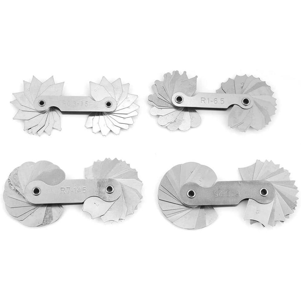 image:imageJauges De Rayon Lot de 4 jauges de rayon en acier inoxydable Jauge de Filet Outil de Mesure Convexe ConcaveR0315R165R7145R1525