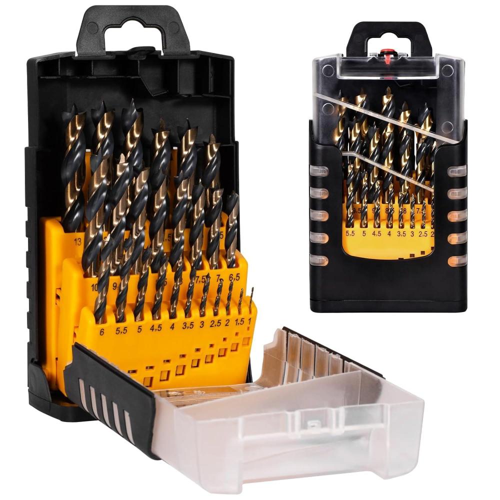 image:imageJeu de 25 forets bois HSSG 113 mm tranchants et prcis Jeu de 25 forets bois Jeu de forets pour trous de perage propres pas de 05 mm avec pointe BradPoint pour les travaux de