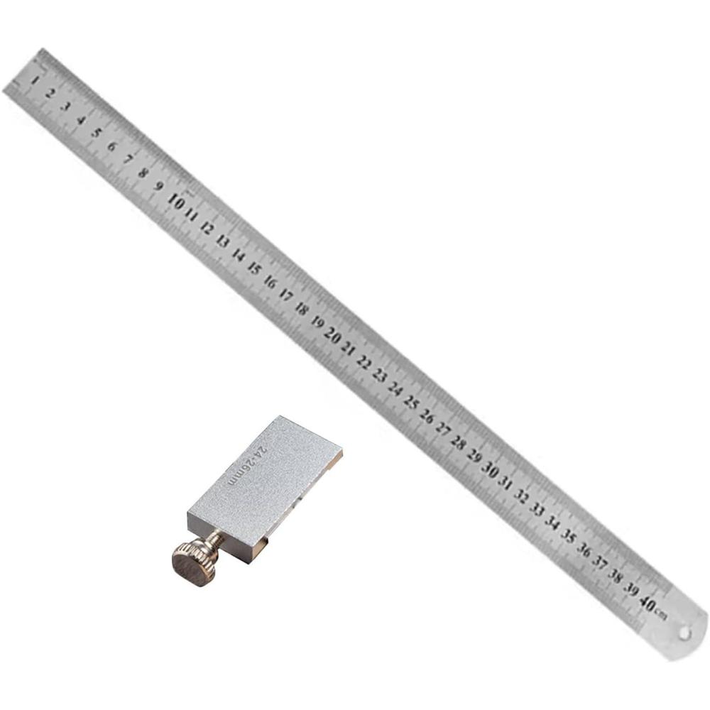 image:imageRgle de traage de menuisier en mtal de 15203040 cm avec arrt coulissant de positionnement Outil de menuiserie Jauge de marquage40 cm