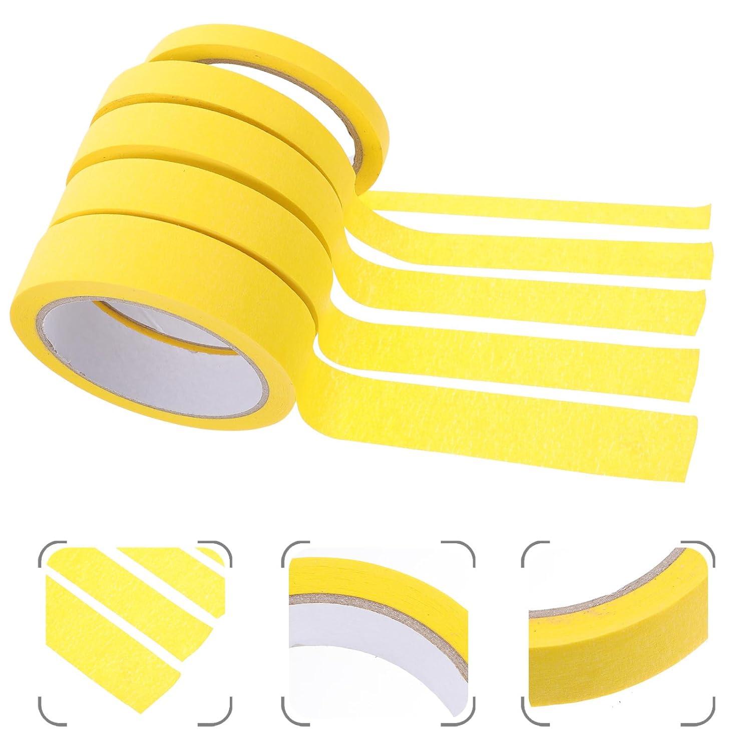 image:imageAlipis Lot de 5 Rubans de Masquage en Papier Crpe Jaune Adhsifs et Faciles Dchirer la Main Dimensions Varies pour Peinture Automobile Meubles et Travaux de Bricolage