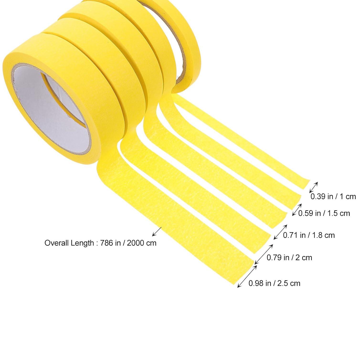 image:imageAlipis Lot de 5 Rubans de Masquage en Papier Crpe Jaune Adhsifs et Faciles Dchirer la Main Dimensions Varies pour Peinture Automobile Meubles et Travaux de Bricolage