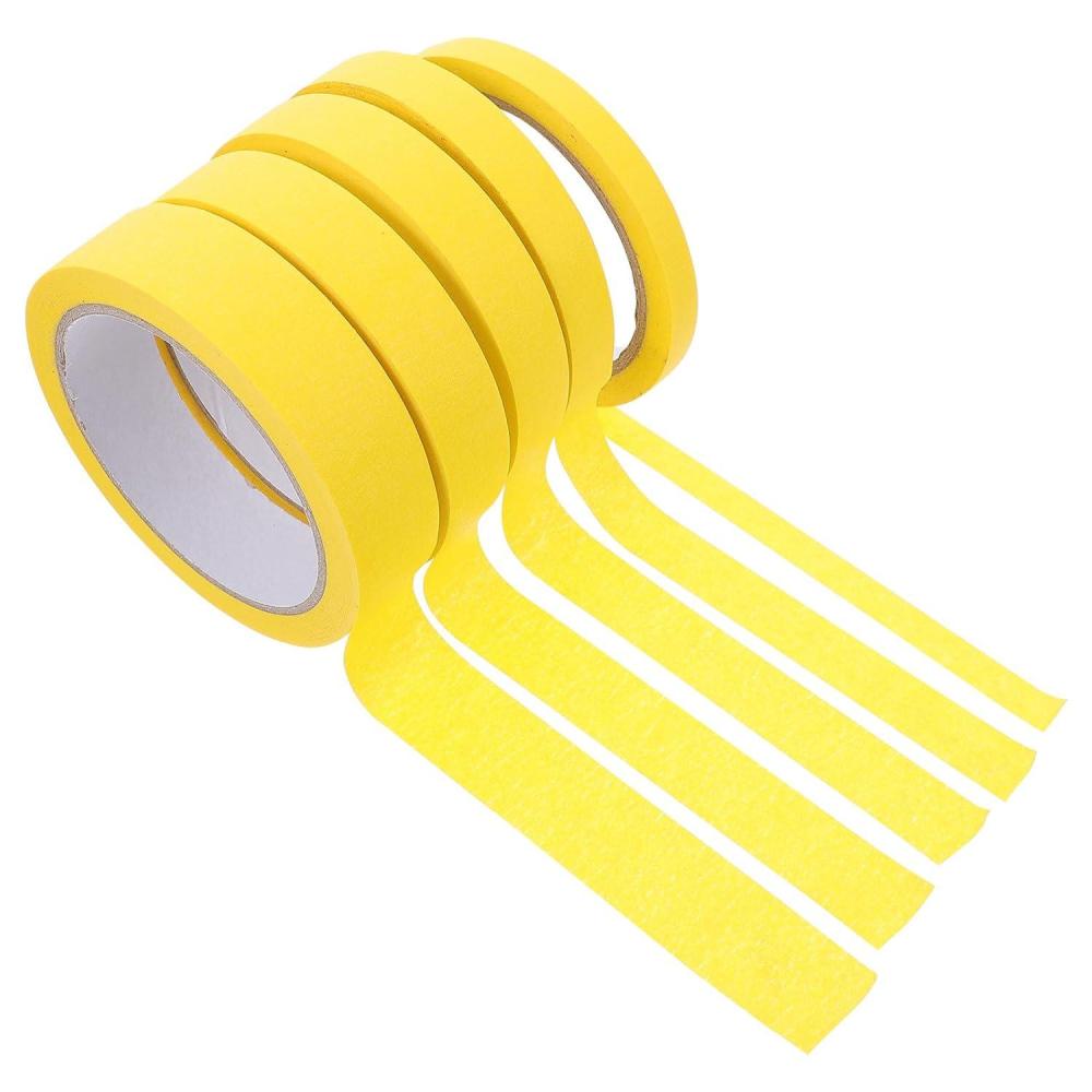image:imageAlipis Lot de 5 Rubans de Masquage en Papier Crpe Jaune Adhsifs et Faciles Dchirer la Main Dimensions Varies pour Peinture Automobile Meubles et Travaux de Bricolage