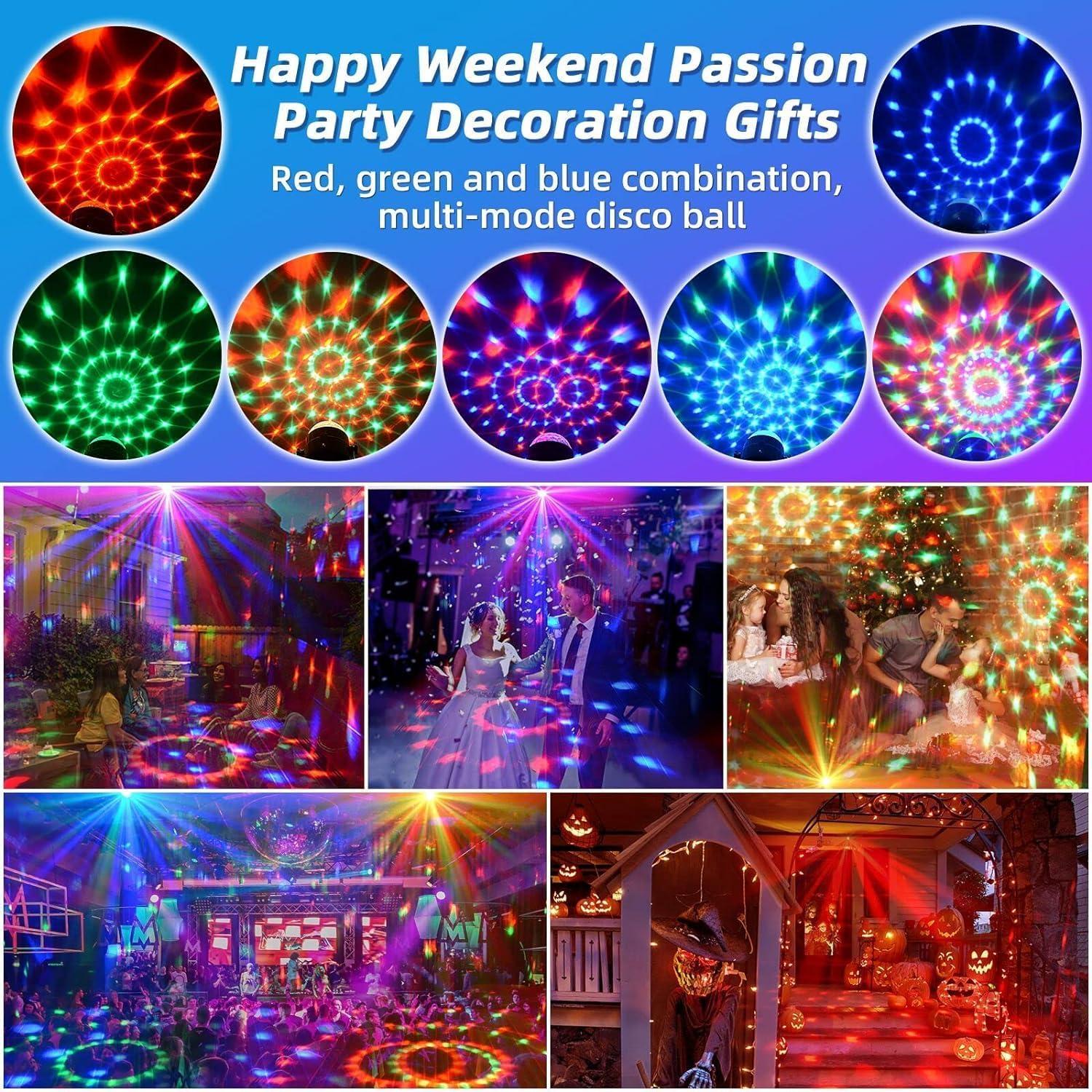 image:imageBoule de Lumire Disco Lumire de Scne LED RVB avec Tlcommande Projecteur Stroboscopique pour Fte Mariage Anniversaire