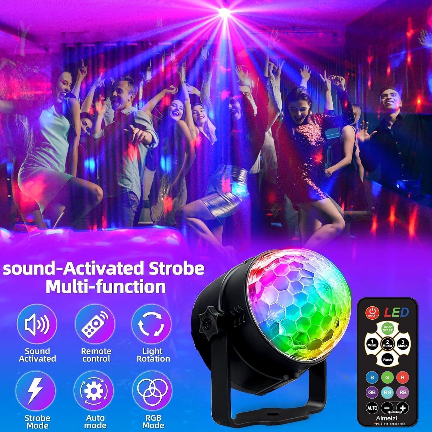 image:imageBoule de Lumire Disco Lumire de Scne LED RVB avec Tlcommande Projecteur Stroboscopique pour Fte Mariage Anniversaire