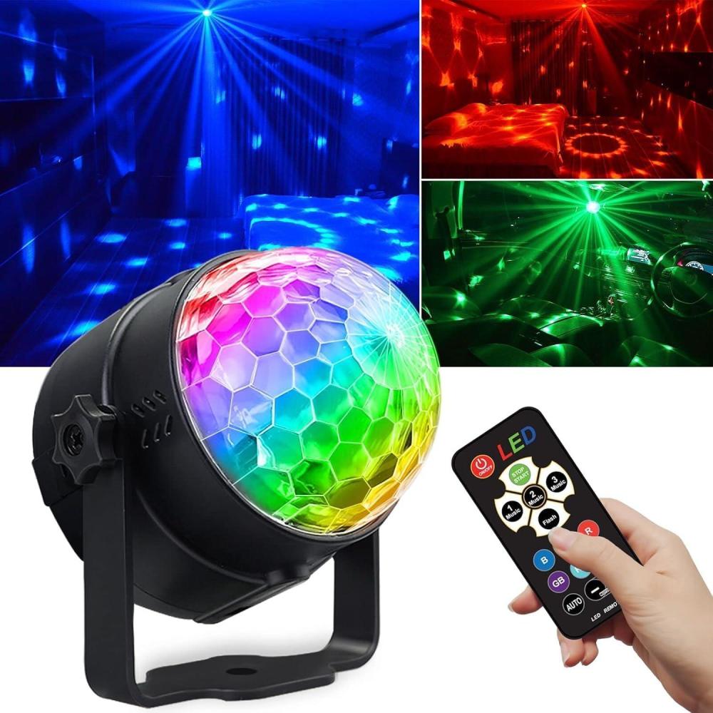 image:imageBoule de Lumire Disco Lumire de Scne LED RVB avec Tlcommande Projecteur Stroboscopique pour Fte Mariage Anniversaire