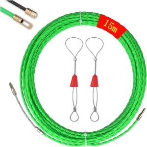 30m Aiguille Electricien, 4,5mm DiamèTre Tire Fil, Spirale de traction avec 2 ressorts de guidage, ruban de traction φ4,5 mm, aide à la traction de câble dans un ruban de traction idéal(15m)