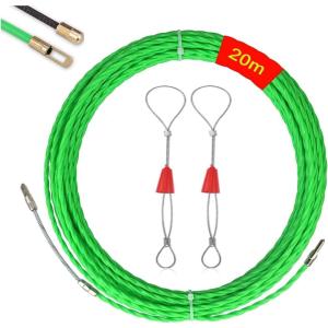 30m Aiguille Electricien, 4,5mm DiamèTre Tire Fil, Spirale de traction avec 2 ressorts de guidage, ruban de traction φ4,5 mm, aide à la traction de câble dans un ruban de traction idéal(20m)